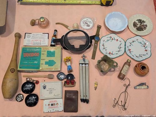 Mixed Vintage Collectibles Lot: Ceramics, Glass, Wood, Paper (1 of 4)