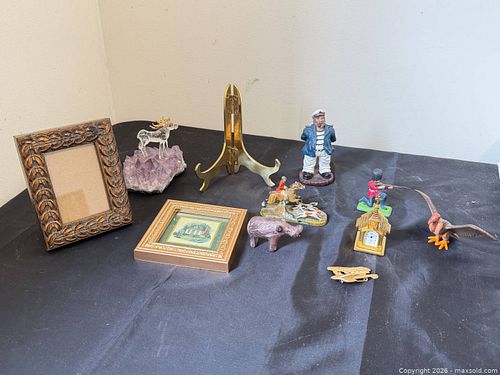Mixed Lot Decorative Accents: Frames, Figurines, Amethyst Cluster (1 of 9)