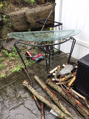 Glass Vintage Entryway Table with Brass Legs (1 of 4)