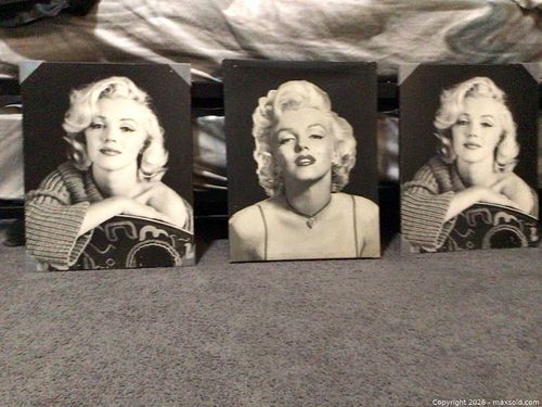 Marilyn Monroe Black & White Lot of 3 Canvas and Wood Portraits (1 of 5)