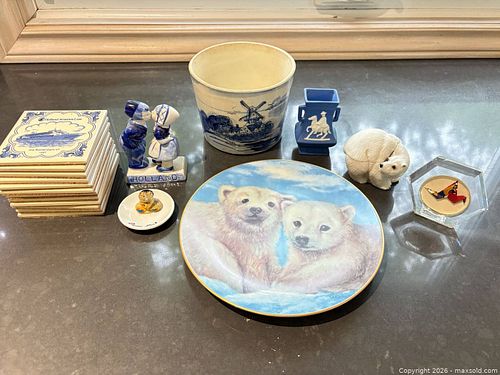 Collectible Plate, Blue Delft Figurine & Coasters & Trinket Dishes (1 of 6)