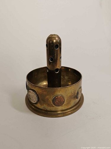 Repurposed Military Shell Casing Ashtray with Attached Coins (1 of 12)