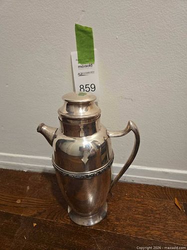 Large Silver-Plated Coffee/Tea Pot with Embossed Band (1 of 6)