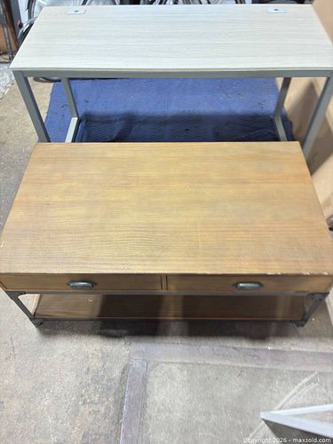 Medium Industrial Modern Wood and Metal Coffee Table (1 of 4)