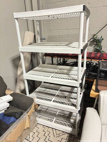 White Plastic 5-Tier Shelving Unit (1 of 3)
