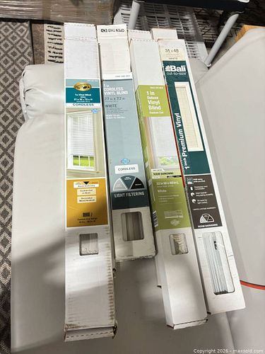 White Vinyl 1" Slat Cordless Window Blinds - Multiple Sizes, Lot (1 of 4)