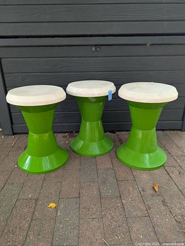 3x Green Retro Planter Stools  (1 of 4)