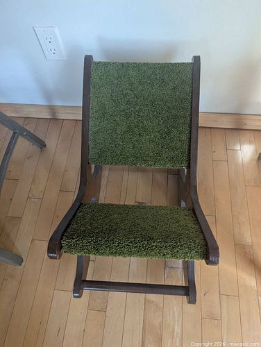 Mid-Century Modern Green Upholstered Small Rocking Chair (1 of 3)