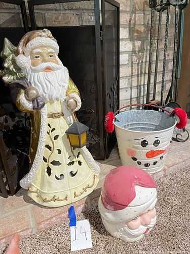 Christmas Set: Santa Lantern, Santa Head Cookie Jar, Snowman Bucket (1 of 9)