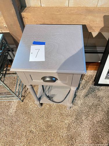 Gray Engineered Wood Nightstand with Drawer, Shelf & USB (1 of 3)