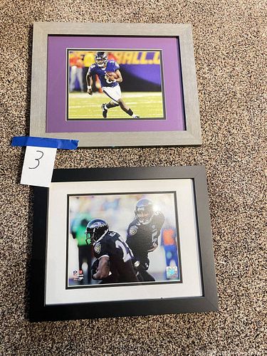 Lot of 2 Baltimore Ravens Framed Prints — Black & Weathered Wood (1 of 4)