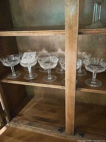 Set of Waterford Crystal 9 Diamond-Cut Crystal Champagne Coupes (1 of 4)