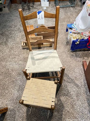 Vintage Rustic Wooden Chair with Matching Footstool (1 of 7)