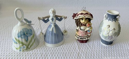 Lot of Small Porcelain/Ceramic Decorative Bells, Figurines, Vases (1 of 3)