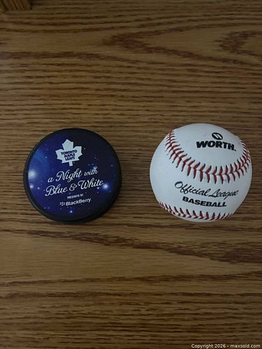 Baseball and hockey puck from event (1 of 3)