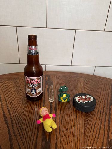 Collectibles Lot: Vintage Bottles, Plush, Rubber Figure & Puck (1 of 20)
