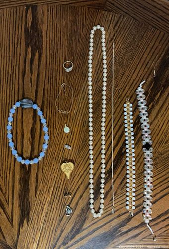 Mixed Costume & Pearl Jewelry Lot — Necklaces, Rings, Bracelets, Earrings, Charms (1 of 9)