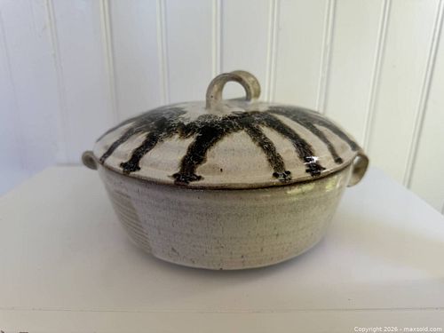 Vintage Asian Ceramic Stoneware Covered Casserole Stoneware Pot - Signed (1 of 12)