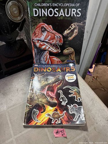 2 KIDS BOOKS. DINOSAURS ENCYCLOPEDIA & STICKER ENCYCLOPEDIA. (1 of 3)