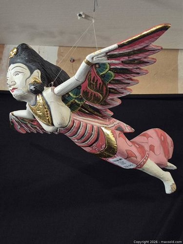 Balinese-Style Painted Wooden Hanging Marionette, Medium (12–24in) (1 of 10)