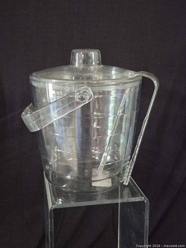 Clear Acrylic Plastic Ice Bucket with Lid, Tongs & Handle (1 of 9)