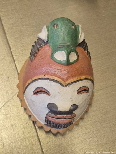 Hand-Painted Mexican Folk Ceramic Decorative Mask (Small) (1 of 10)