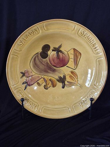 Large Hand-Painted Ceramic Serving Platter with Pasta Motif (1 of 9)