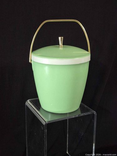 Mid-Century Star Industrial Green & White Ice Bucket (1 of 6)