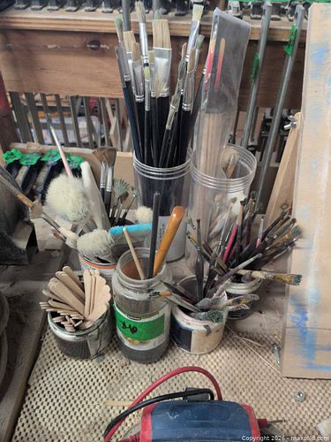 Assorted Paint Brushes with Jars, Sleeves & Craft Sticks (1 of 6)