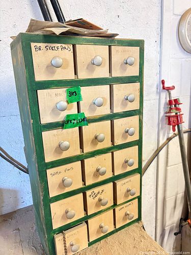 Green Wood Small Parts Organizer with 18 Drawers (1 of 8)