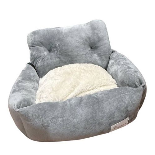 Small Gray & Cream Pet Car Seat  Booster Seat - Plush/Faux Fur (1 of 8)