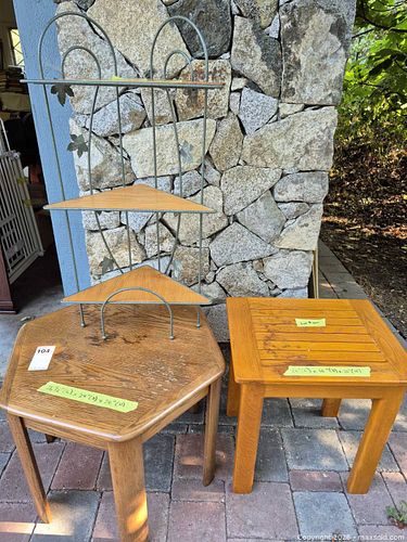 Set of Wood & Metal Accent Tables and 3-Tier Corner Shelf (1 of 11)