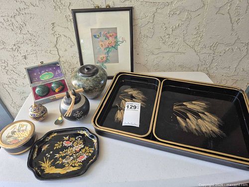 Vintage Japanese Decorative Lot: Cloisonné, Lacquer, Chokin & More (1 of 13)