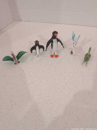 Set of 5 Small Glass Animal Figurines – Penguins & Rabbits (1 of 10)