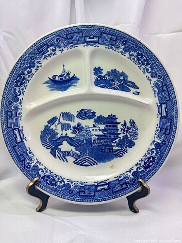 Blue Willow Transferware Divided Plate by McNicol China, 9-10 in (1 of 5)