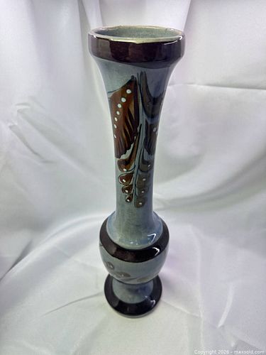 Vintage Mid-Century Ceramic Stoneware  Vase with Bird Motif Tolana Mexican Pottery signed (1 of 7)