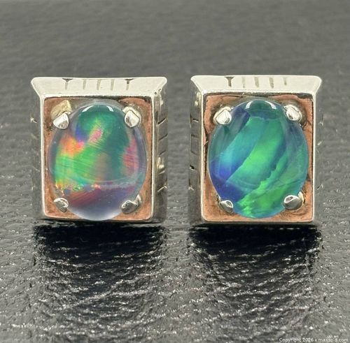 925 Sterling Silver Opal Stud Earrings  (1 of 6)