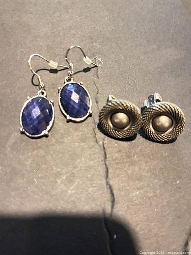 Blue Silver-Tone Dangle and Clip-On Earrings (1 of 5)