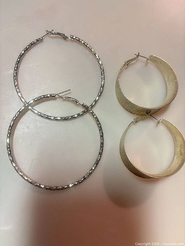 Large Hoop Earrings — Two Pairs, Silver & Gold Tone (1 of 4)