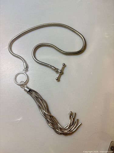 Silver‑Tone Tassel Necklace with Toggle Clasp, 18–20 in (1 of 4)