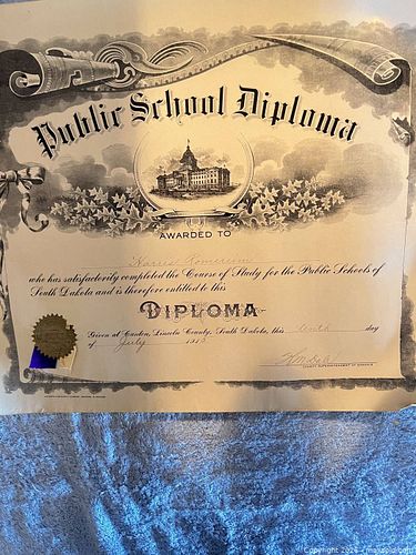 Circa 1915 South Dakota Diploma/Certificate — Lincoln County (Canton) (1 of 3)