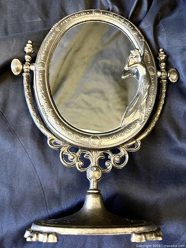 Signed Italian Art Nouveau Style Figural Lady Table Top Swing Mirror (1 of 11)