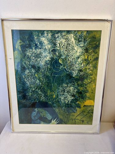 Signed Marc Chagall Lithograph Evening Enchantment Framed Wall Art  (1 of 15)
