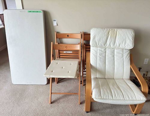 Folding Table with 4 Wooden Folding Chairs and Lounge Chair (1 of 10)