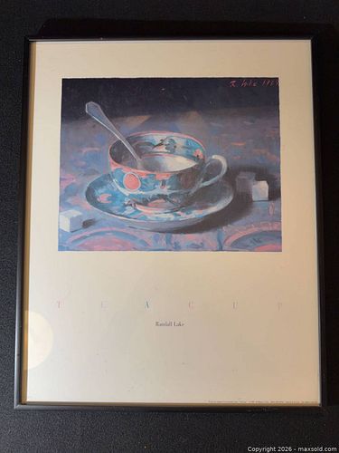 Randall Lake "Tea Cup" Lithograph Print in Black Metal Frame (1 of 6)