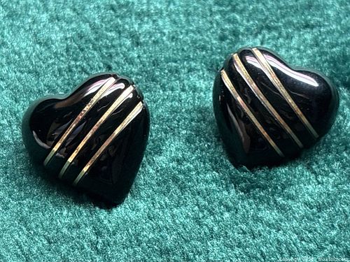 14k Onyx Heart Earrings Studs (1 of 12)
