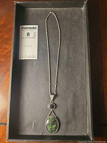 Natural Ruby Zoisite Oval Gemstone Pendant and Chain by Artist Lynn (1 of 5)