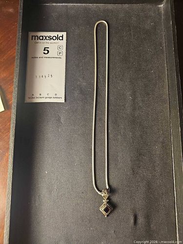 Sterling Silver Necklace with Garnett Pendant  (1 of 5)