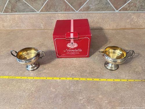 Vintage Reinforced Sterling sugar bowl, creamer & cut lead crystal lid (1 of 7)