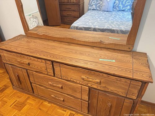 Rustic Wood Dresser with Mirror, 68.5" L x 18" D x 65" H - M (1 of 10)